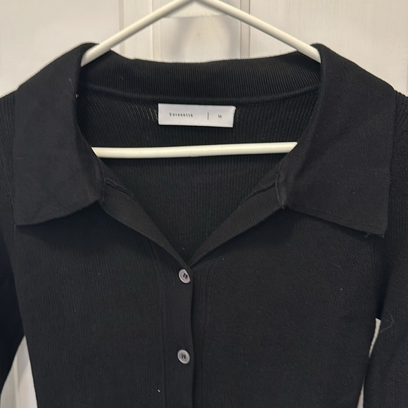 Serenette black button up knit dress with collar. Size 8. NWOT - Picture 2 of 4